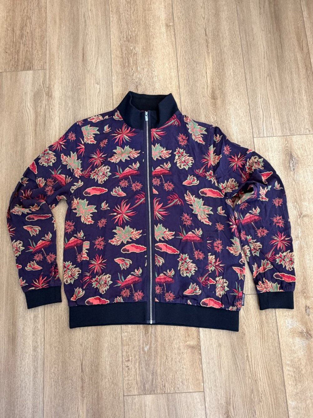 SCOTCH & SODA Men's Navy Tropical Floral Bomber Track Jacket XL